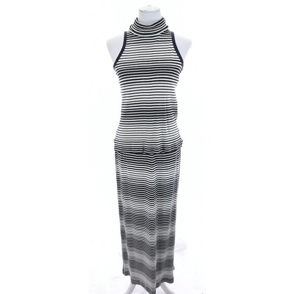 Worth New York Sz M 10 Striped Sweater Knit Maxi Skirt Tank Top 2pc Set Black - Picture 1 of 8